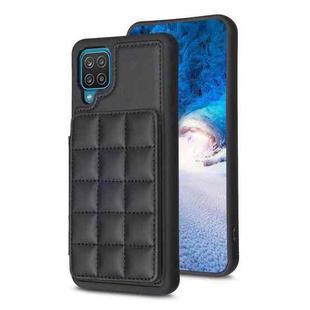 For Samsung Galaxy A12 Grid Card Slot Holder Phone Case(Black)