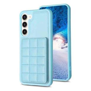 For Samsung Galaxy S21 FE 5G Grid Card Slot Holder Phone Case(Blue)