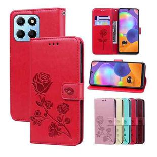 For Honor X8 5G/Play6C 5G/X6 4G/X6S/70 Lite Rose Embossed Flip PU Leather Phone Case(Red)