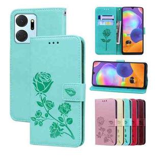 For Honor X7a/Play7T Rose Embossed Flip PU Leather Phone Case(Green)