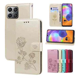 For Honor X8a Rose Embossed Flip PU Leather Phone Case(Gold)