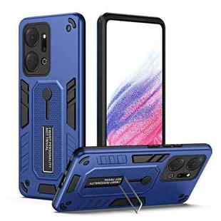 For Honor X7a 2023 Variety Brave Armor Finger Loop Holder Phone Case(Blue)