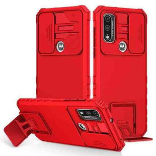For Motorola G Pure Stereoscopic Holder Sliding Camshield Phone Case(Red)