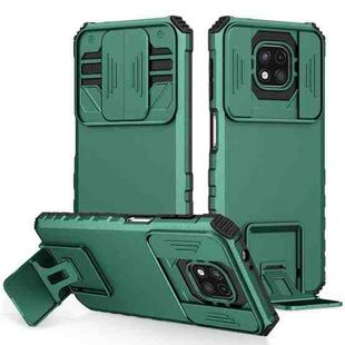 For Motorola Moto G Power 2021 Stereoscopic Holder Sliding Camshield Phone Case(Green)