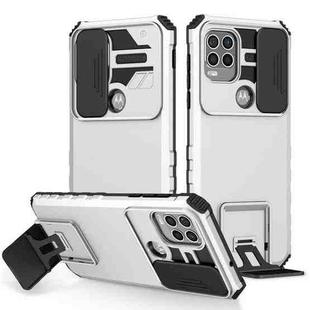 For Motorola Moto G Stylus 5G Stereoscopic Holder Sliding Camshield Phone Case(White)