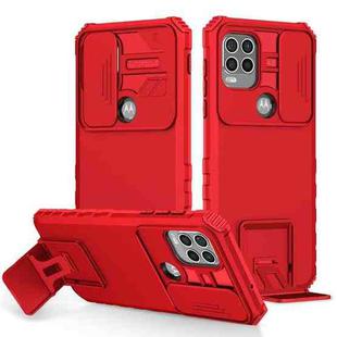 For Motorola Moto G Stylus 5G Stereoscopic Holder Sliding Camshield Phone Case(Red)