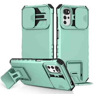 For Motorola Moto G22 / E32 Stereoscopic Holder Sliding Camshield Phone Case(Light Green)