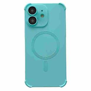For iPhone 12 Four-corner Shockproof Skin Feel MagSafe Magnetic Phone Case(Cyan Blue)