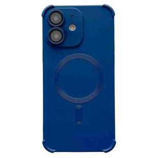 For iPhone 12 Four-corner Shockproof Skin Feel MagSafe Magnetic Phone Case(Dark Blue)