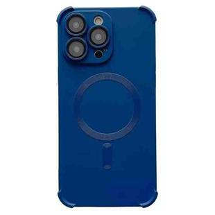 For iPhone 12 Pro Max Four-corner Shockproof Skin Feel MagSafe Magnetic Phone Case(Dark Blue)