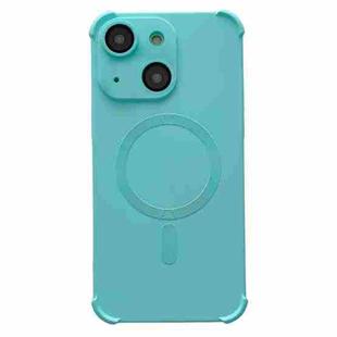 For iPhone 13 Four-corner Shockproof Skin Feel MagSafe Magnetic Phone Case(Cyan Blue)