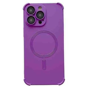 For iPhone 13 Pro Four-corner Shockproof Skin Feel MagSafe Magnetic Phone Case(Purple)