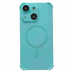 For iPhone 14 Four Corner Shockproof Skin Feel MagSafe Magnetic Phone Case(Cyan Blue)