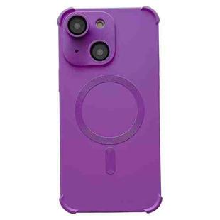 For iPhone 14 Four-corner Shockproof Skin Feel MagSafe Magnetic Phone Case(Purple)