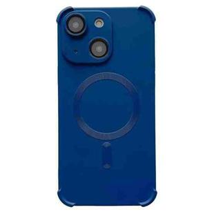 For iPhone 14 Four Corner Shockproof Skin Feel MagSafe Magnetic Phone Case(Dark Blue)