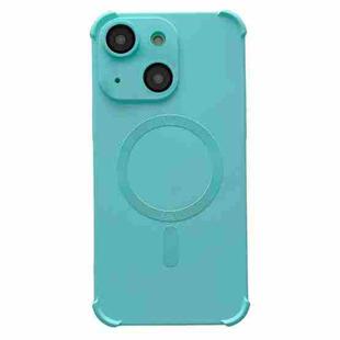 For iPhone 14 Plus Four-corner Shockproof Skin Feel MagSafe Magnetic Phone Case(Cyan Blue)