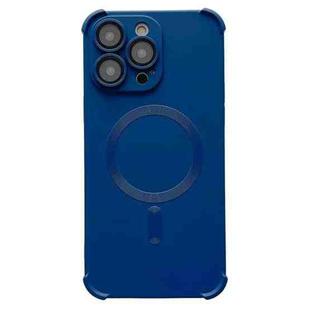 For iPhone 15 Pro Four-corner Shockproof Skin Feel MagSafe Magnetic Phone Case(Dark Blue)