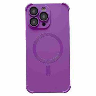 For iPhone 16 Pro Max Four Corner Shockproof Skin Feel MagSafe Magnetic Phone Case(Purple)