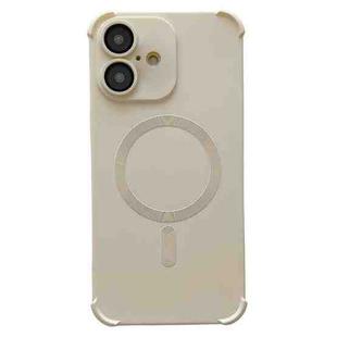 For iPhone 16 Plus Four Corner Shockproof Skin Feel MagSafe Magnetic Phone Case(White)