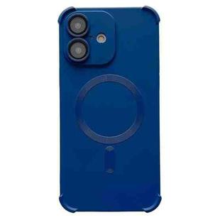 For iPhone 16 Plus Four Corner Shockproof Skin Feel MagSafe Magnetic Phone Case(Dark Blue)