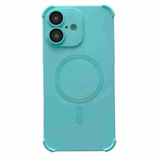 For iPhone 16 Four Corner Shockproof Skin Feel MagSafe Magnetic Phone Case(Cyan Blue)