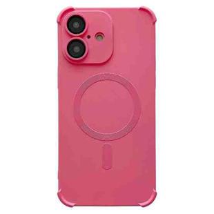 For iPhone 16 Four Corner Shockproof Skin Feel MagSafe Magnetic Phone Case(Pink)