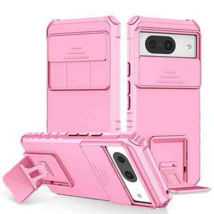 For Google Pixel 8 Stereoscopic Holder Sliding Camshield Phone Case(Pink)
