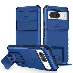 For Google Pixel 8 Stereoscopic Holder Sliding Camshield Phone Case(Blue)