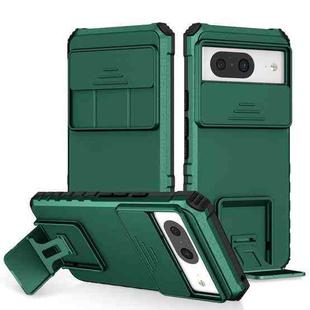 For Google Pixel 8 Stereoscopic Holder Sliding Camshield Phone Case(Green)