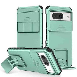 For Google Pixel 8 Stereoscopic Holder Sliding Camshield Phone Case(Light Green)