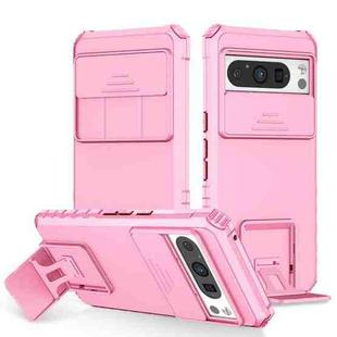 For Google Pixel 8 Pro Stereoscopic Holder Sliding Camshield Phone Case(Pink)
