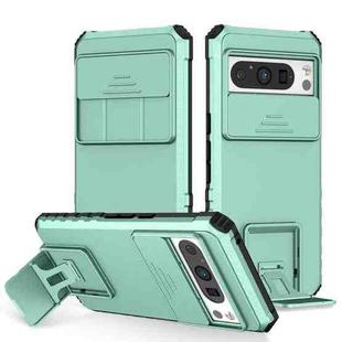 For Google Pixel 8 Pro Stereoscopic Holder Sliding Camshield Phone Case(Light Green)