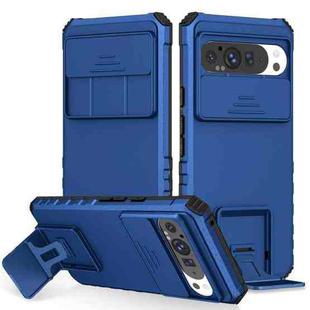 For Google Pixel 9 Pro XL Stereoscopic Holder Sliding Camshield Phone Case(Blue)