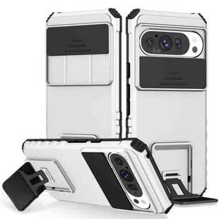 For Google Pixel 9 Pro Stereoscopic Holder Sliding Camshield Phone Case(White)