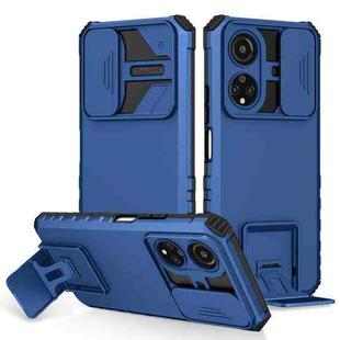 For Honor X7 Stereoscopic Holder Sliding Camshield Phone Case(Blue)
