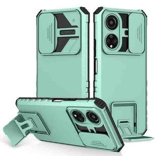 For Honor X7 Stereoscopic Holder Sliding Camshield Phone Case(Light Green)