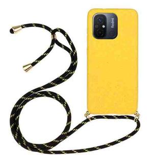 For Xiaomi Redmi 12C Wheat Straw Material + TPU Phone Case with Lanyard(Yellow)