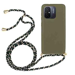 For Xiaomi Redmi 12C Wheat Straw Material + TPU Phone Case with Lanyard(Army Green)