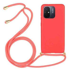 For Xiaomi Redmi 12C Wheat Straw Material + TPU Phone Case with Lanyard(Red)