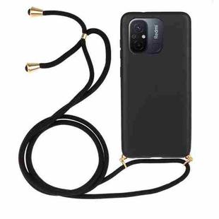 For Xiaomi Redmi 12C Wheat Straw Material + TPU Phone Case with Lanyard(Black)