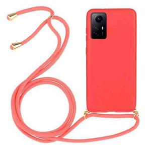 For Xiaomi Redmi Note 12S Wheat Straw Material + TPU Phone Case with Lanyard(Red)