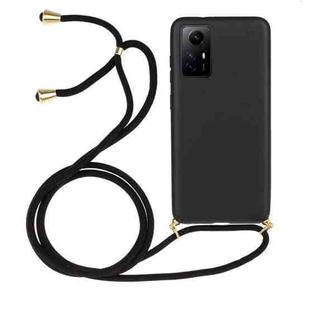For Xiaomi Redmi Note 12S Wheat Straw Material + TPU Phone Case with Lanyard(Black)