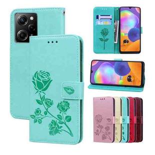 For Xiaomi Redmi Note 12 Pro Speed/Poco X5 Pro 5G Rose Embossed Flip PU Leather Phone Case(Green)