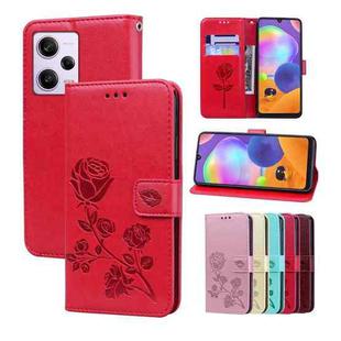 For Xiaomi Redmi Note 12 Pro 5G Global Rose Embossed Flip PU Leather Phone Case(Red)