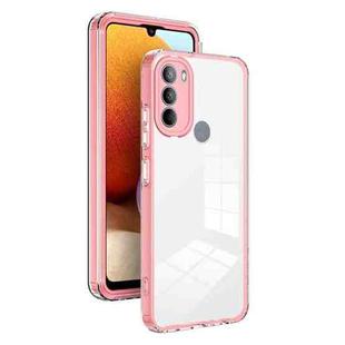 For Motorola Moto G31 Brazil Version 3 in 1 Clear TPU Color PC Frame Phone Case(Pink)