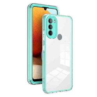 For Motorola Moto G31 Brazil Version 3 in 1 Clear TPU Color PC Frame Phone Case(Light Green)