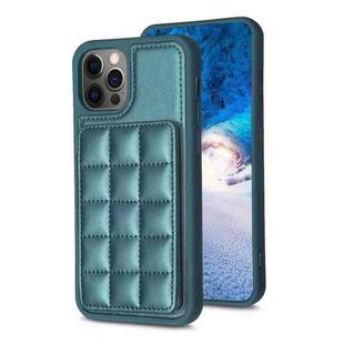 For iPhone 12 / 12 Pro Grid Card Slot Holder Phone Case(Green)