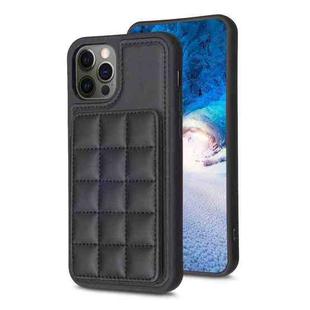 For iPhone 12 Pro Max Grid Card Slot Holder Phone Case(Black)