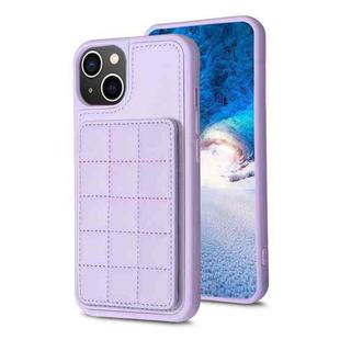 For iPhone 14 / 13 Grid Card Slot Holder Phone Case(Light Purple)