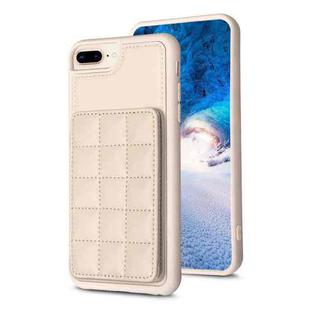 For iPhone 8 Plus / 7 Plus Grid Card Slot Holder Phone Case(Beige)